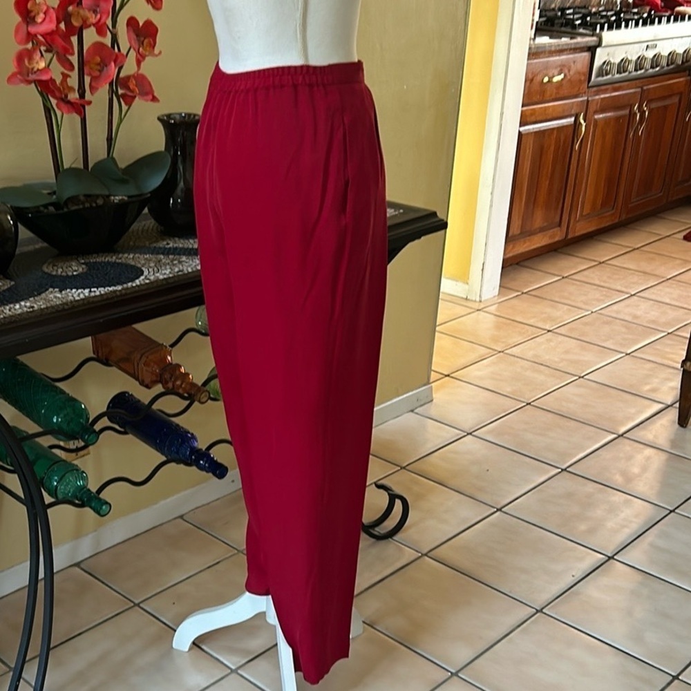 Vtg Y2K Allison Taylor NWOT Holiday 100% Silk Red Pant Suit Set Size Medium - Picture 14 of 16